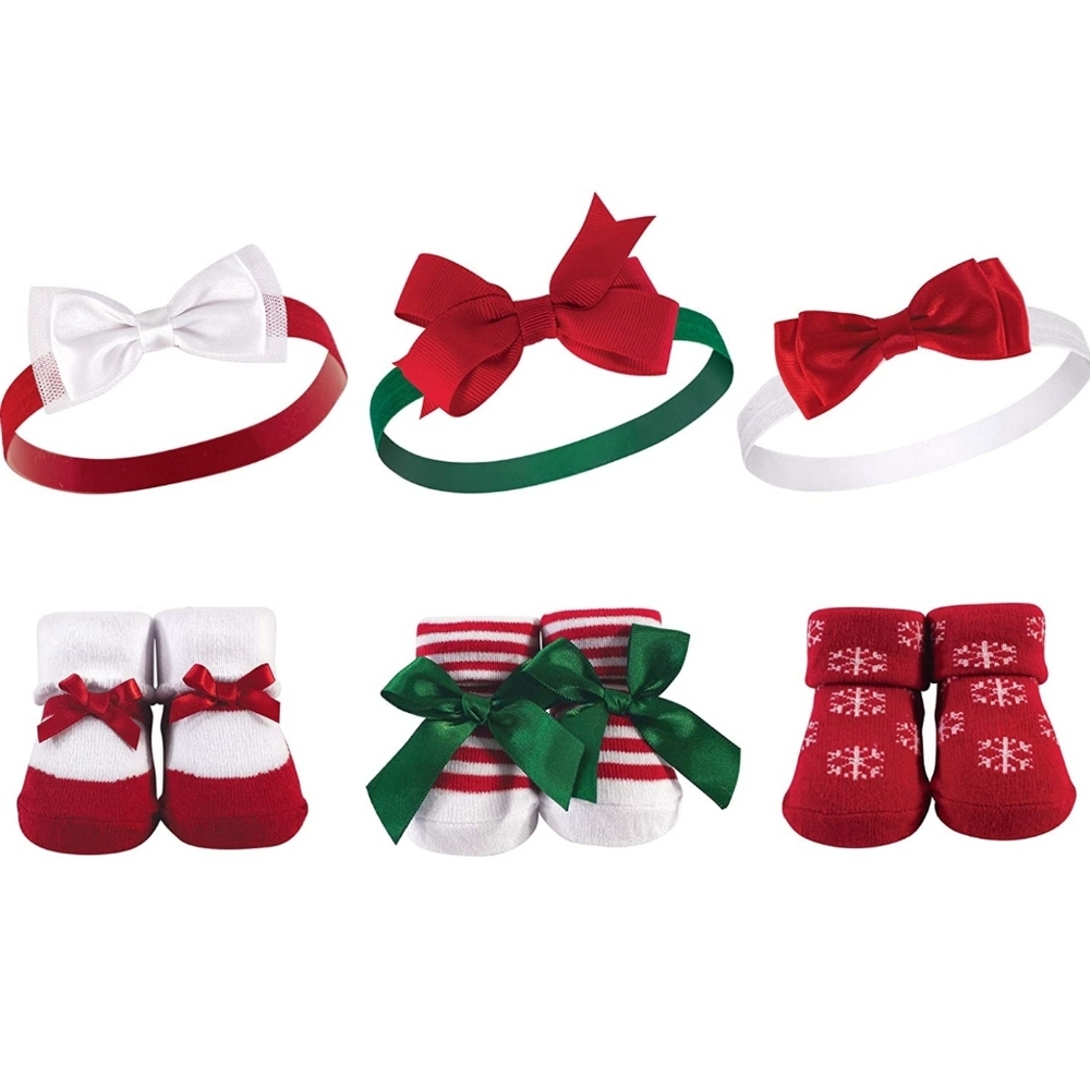 Hudson Baby 6 Piece Bow Headbands & Sock Gift Set